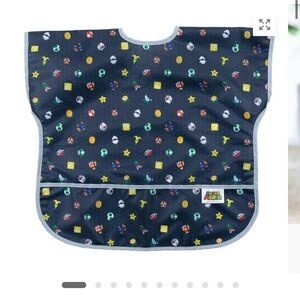 Nintendo Bumkins Super Mario Black with Colorful Icons junior bib ages 1-3 NWT
